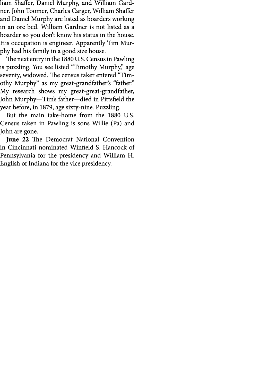 liam Shaffer, ﻿Daniel Murphy, and William Gardner. John Toomer, Charles Carger, William Shaffer and Daniel Murphy are...