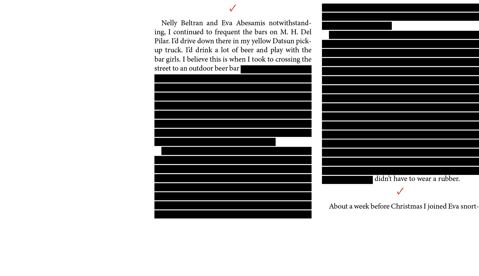 ✓ Nelly Beltran and ﻿Eva Abesamis notwithstanding, I continued to frequent the bars on M. H. Del Pilar. I’d drive dow...