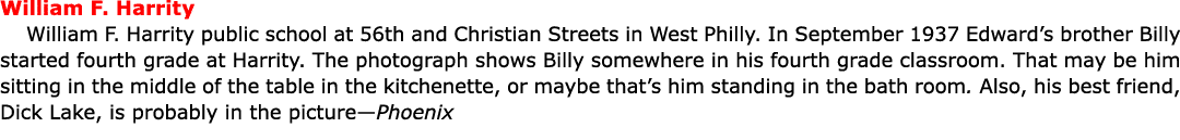 William F. Harrity William F. Harrity public school at 56th and Christian Streets in West Philly. In September 1937 E...