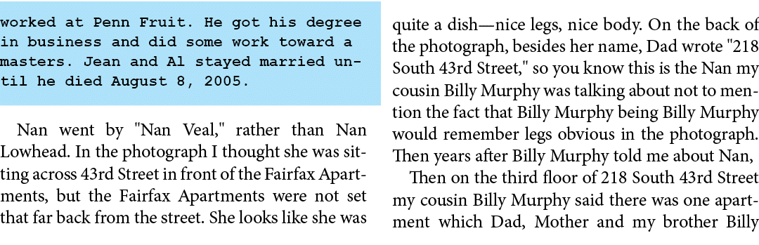 worked at Penn Fruit. He got his degree in business and did some work toward a masters. Jean and Al stayed married un...