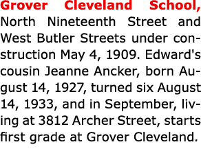 Grover Cleveland School, North Nineteenth Street and West Butler Streets under construction May 4, 1909. Edward's co...