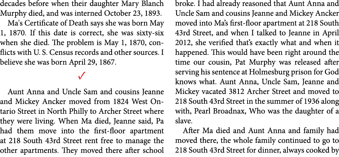 decades before when their daughter ﻿Mary Blanch Murphy died, and was interned October 23, 1893. Ma's Certificate of D...
