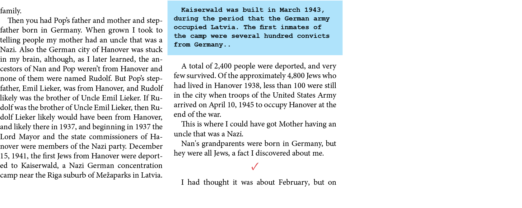 family. Then you had Pop’s father and mother and stepfather born in ﻿Germany. When grown I took to telling people my ...