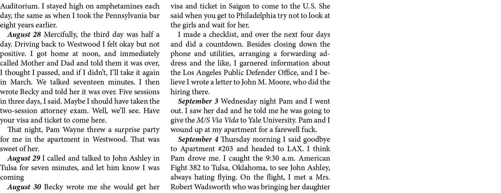 Auditorium. I stayed high on ﻿amphetamines each day, the same as when I took the Pennsylvania bar eight years earlier...