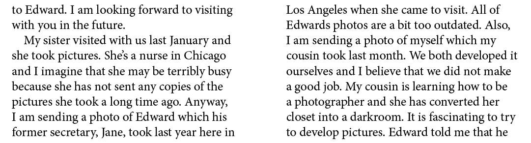 to Edward. I am looking forward to visiting with you in the future. My sister visited with us last January and she to...