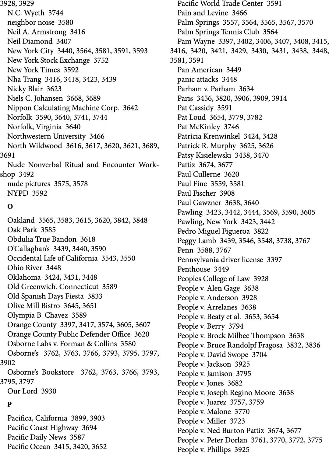 3928, 3929 N.C. Wyeth 3744 neighbor noise 3580 Neil A. Armstrong 3416 Neil Diamond 3407 New York City 3440, 3564, 358...
