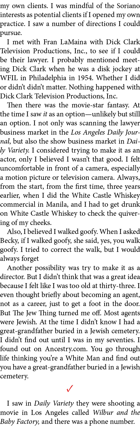 my own clients. I was mindful of the Soriano interests as potential clients if I opened my own practice. I saw a numb...