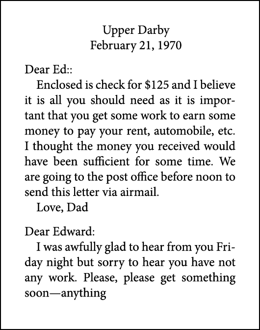 Upper Darby February 21, 1970 Dear Ed:: Enclosed is check for $125 and I believe it is all you should need as it is i...