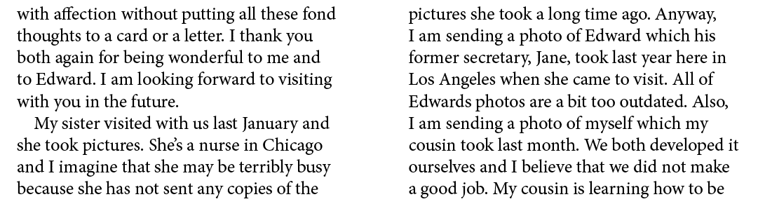 with affection without putting all these fond thoughts to a card or a letter. I thank you both again for being wonder...