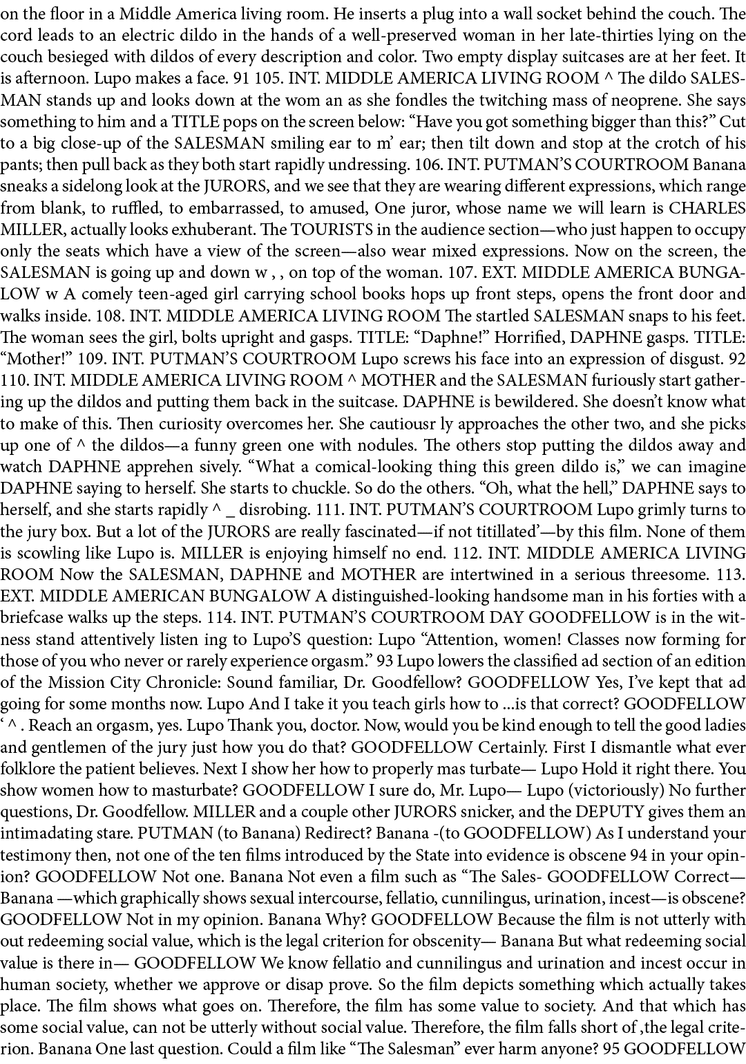 on the floor in a Middle America living room. He inserts a plug into a wall socket behind the couch. The cord leads t...