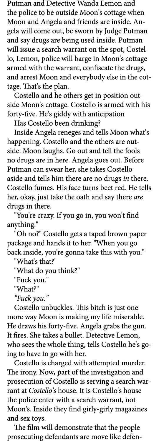 Putman and Detective Wanda Lemon and the police to be outside Moon's cottage when Moon and Angela and friends are ins...