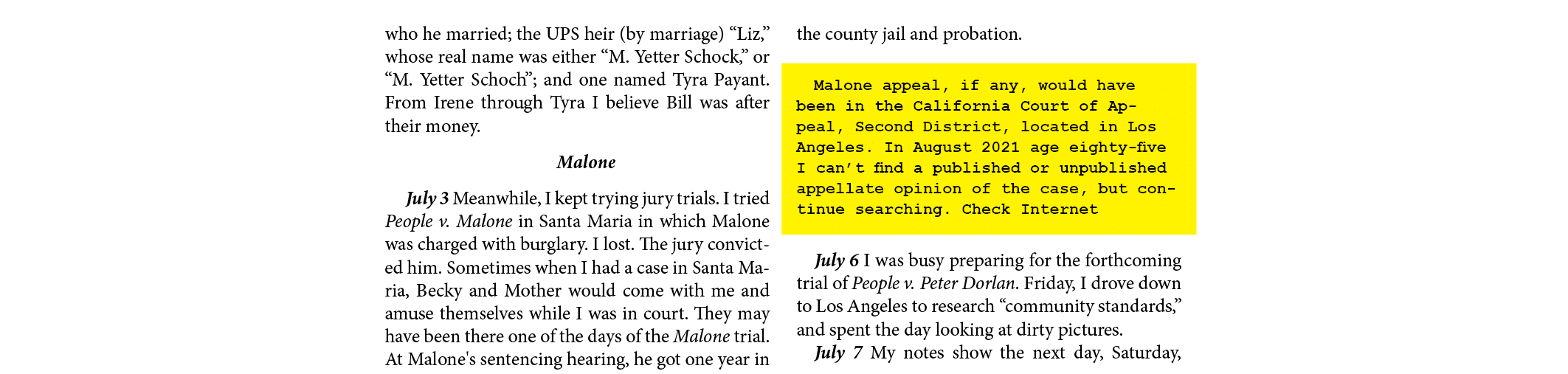who he married; the UPS heir (by marriage) “Liz,” whose real name was either “M. Yetter Schock,” or “M. Yetter Schoch...