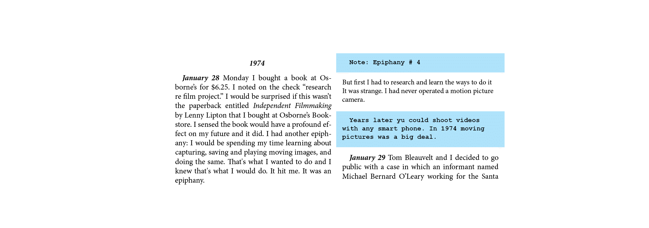 1974 January 28 Monday I bought a book at ﻿Osborne’s for $6.25. I noted on the check “research re film project.” I wo...