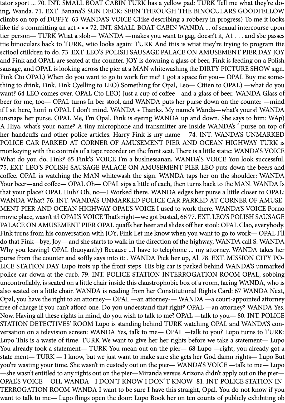 tator sport ... 70. INT. SMALL BOAT CABIN TURK has a yellow pad: TURK Tell me what they’re doing, Wanda. 71. EXT. Ban...