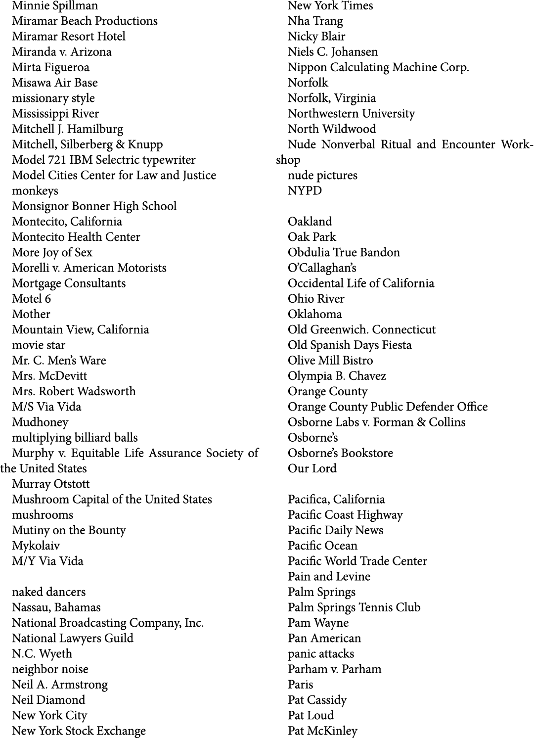 Minnie Spillman Miramar Beach Productions Miramar Resort Hotel Miranda v. Arizona Mirta Figueroa Misawa Air Base miss...