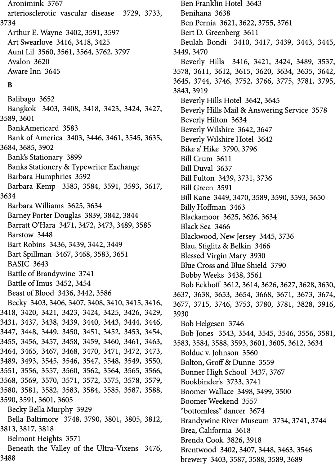 Aronimink 3767 arteriosclerotic vascular disease 3729, 3733, 3734 Arthur E. Wayne 3402, 3591, 3597 Art Swearlove 3416...