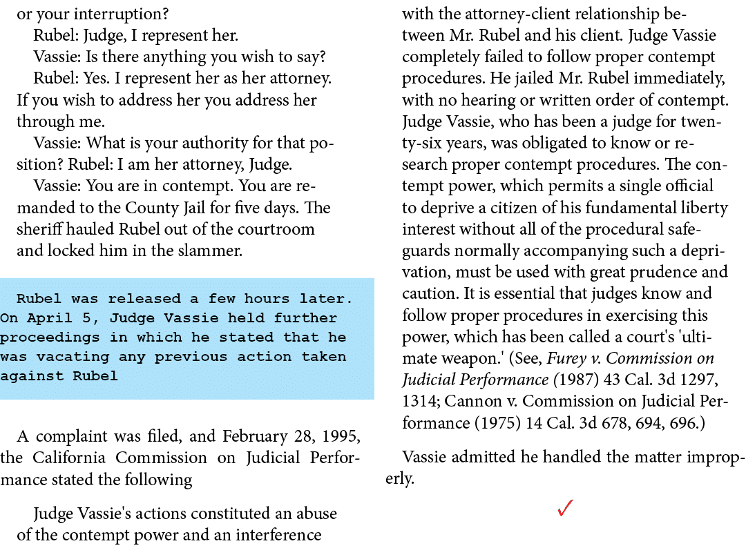 or your interruption? Rubel: Judge, I represent her. Vassie: Is there anything you wish to say? Rubel: Yes. I represe...