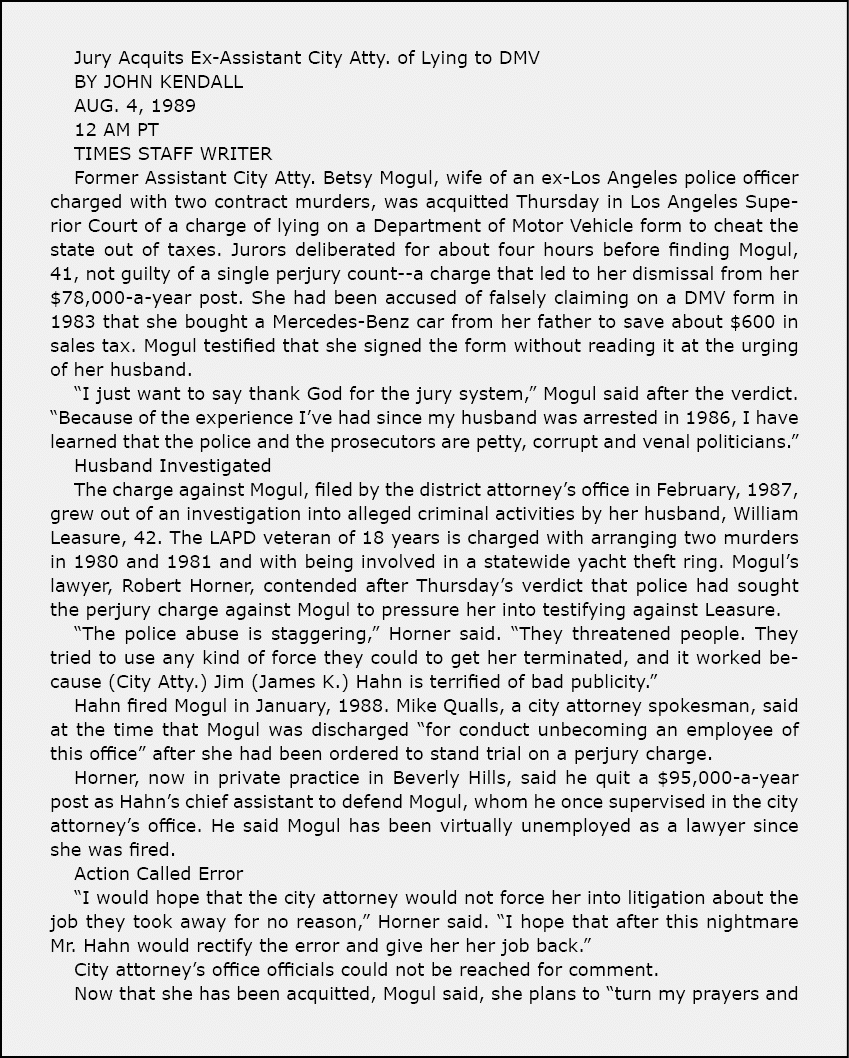 Jury Acquits Ex-Assistant City Atty. of Lying to DMV BY JOHN KENDALL AUG. 4, 1989 12 AM PT TIMES STAFF WRITER Former ...