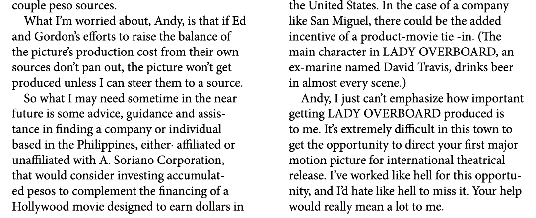 couple peso sources. What I’m worried about, Andy, is that if Ed and Gordon’s efforts to raise the balance of the pic...