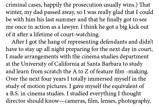 criminal cases, happily the prosecution usually wins.) That winter, my dad passed away, so I was really glad that I c...