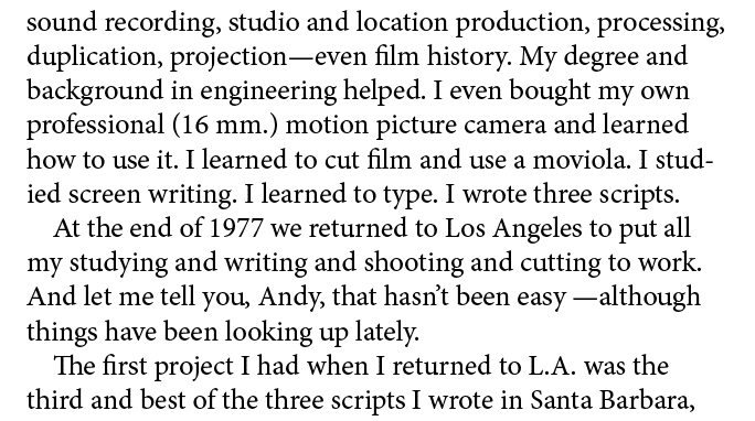 sound recording, studio and location production, processing, duplication, projection—even film history. My degree and...
