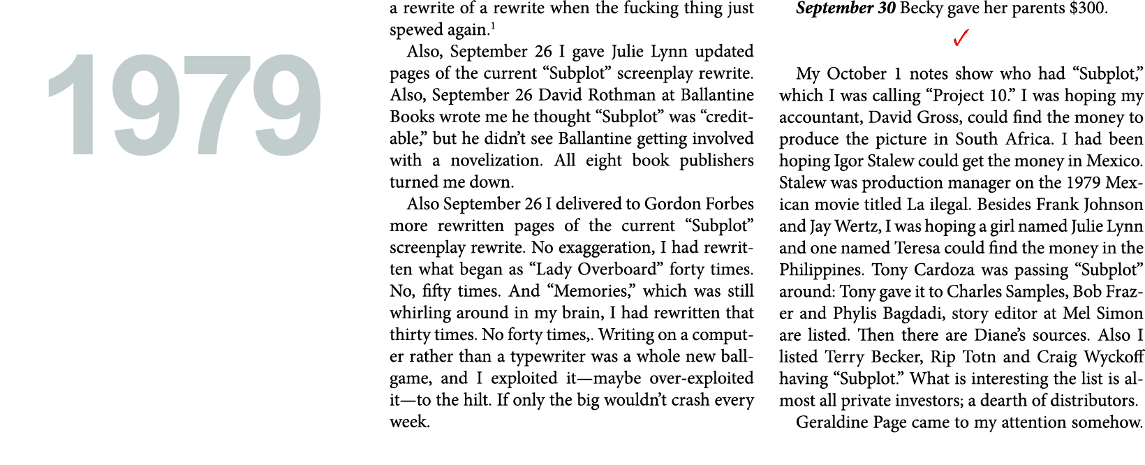 a rewrite of a rewrite when the fucking thing just spewed again. Also, September 26 I gave Julie Lynn updated pages o...