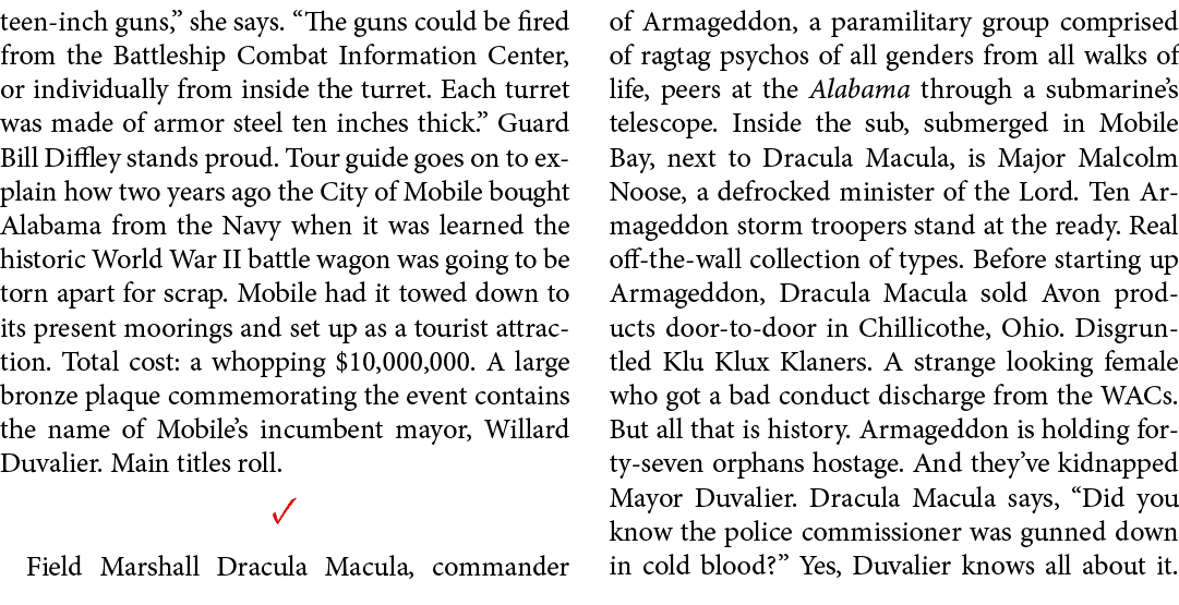 teen inch guns,” she says. “The guns could be fired from the Battleship Combat Information Center, or individually fr...