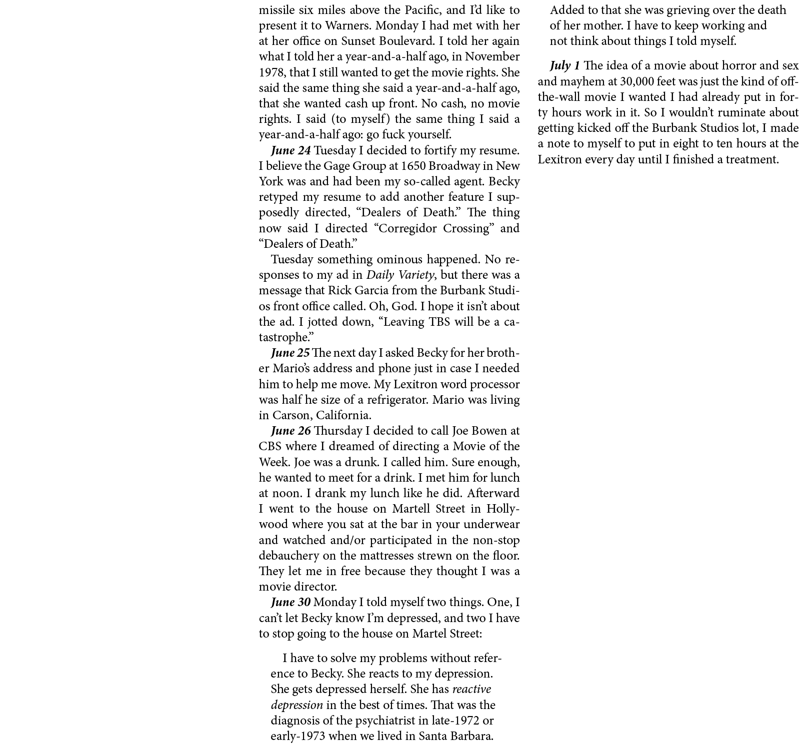 missile six miles above the Pacific, and I’d like to present it to Warners. Monday I had met with her at her office o...