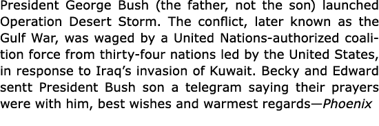 President ﻿George Bush (the father, not the son) launched ﻿Operation Desert Storm. The conflict, later known as the G...
