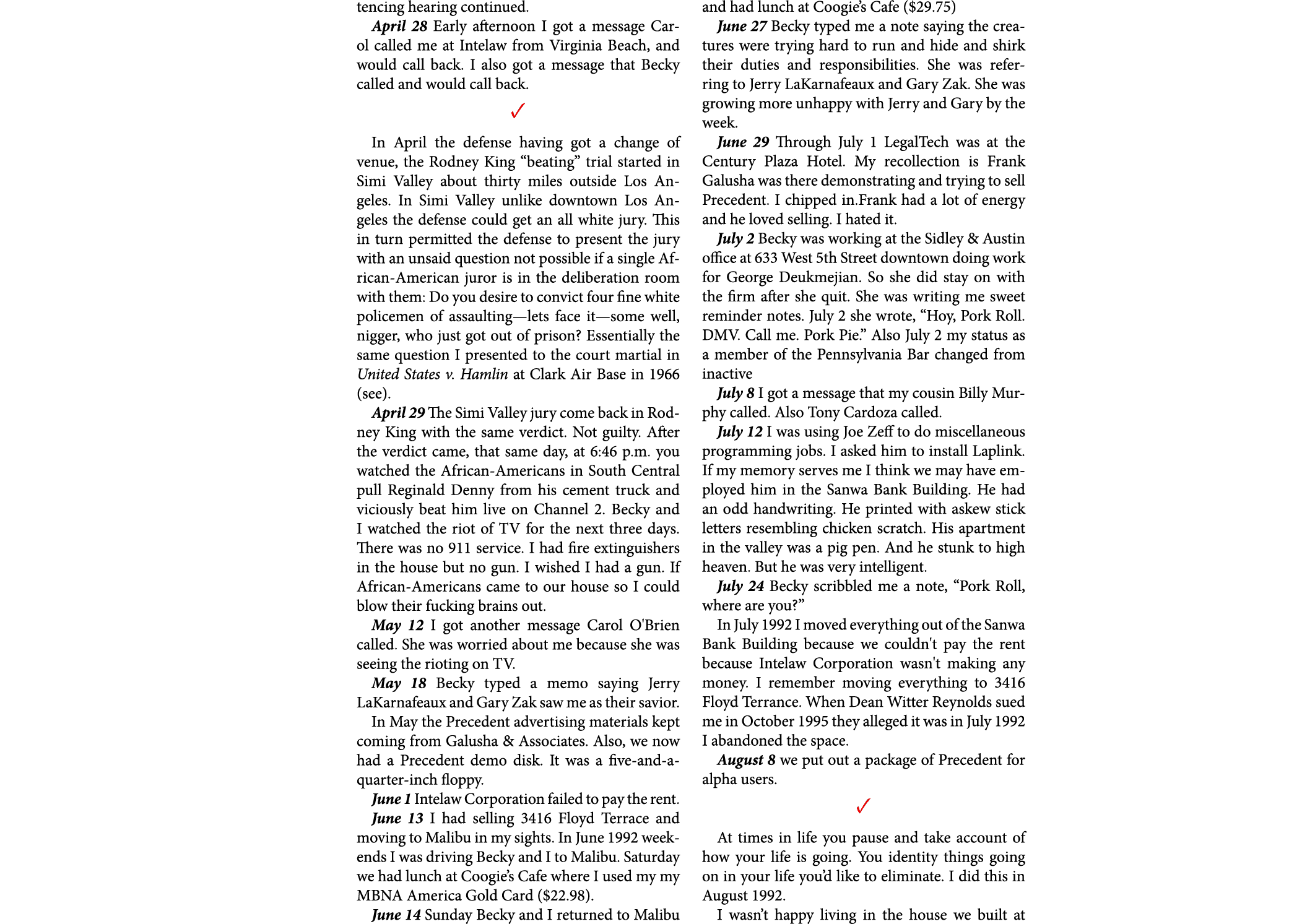 tencing hearing continued. April 28￼ Early afternoon I got a message Carol called me at ﻿Intelaw from Virginia Beach,...