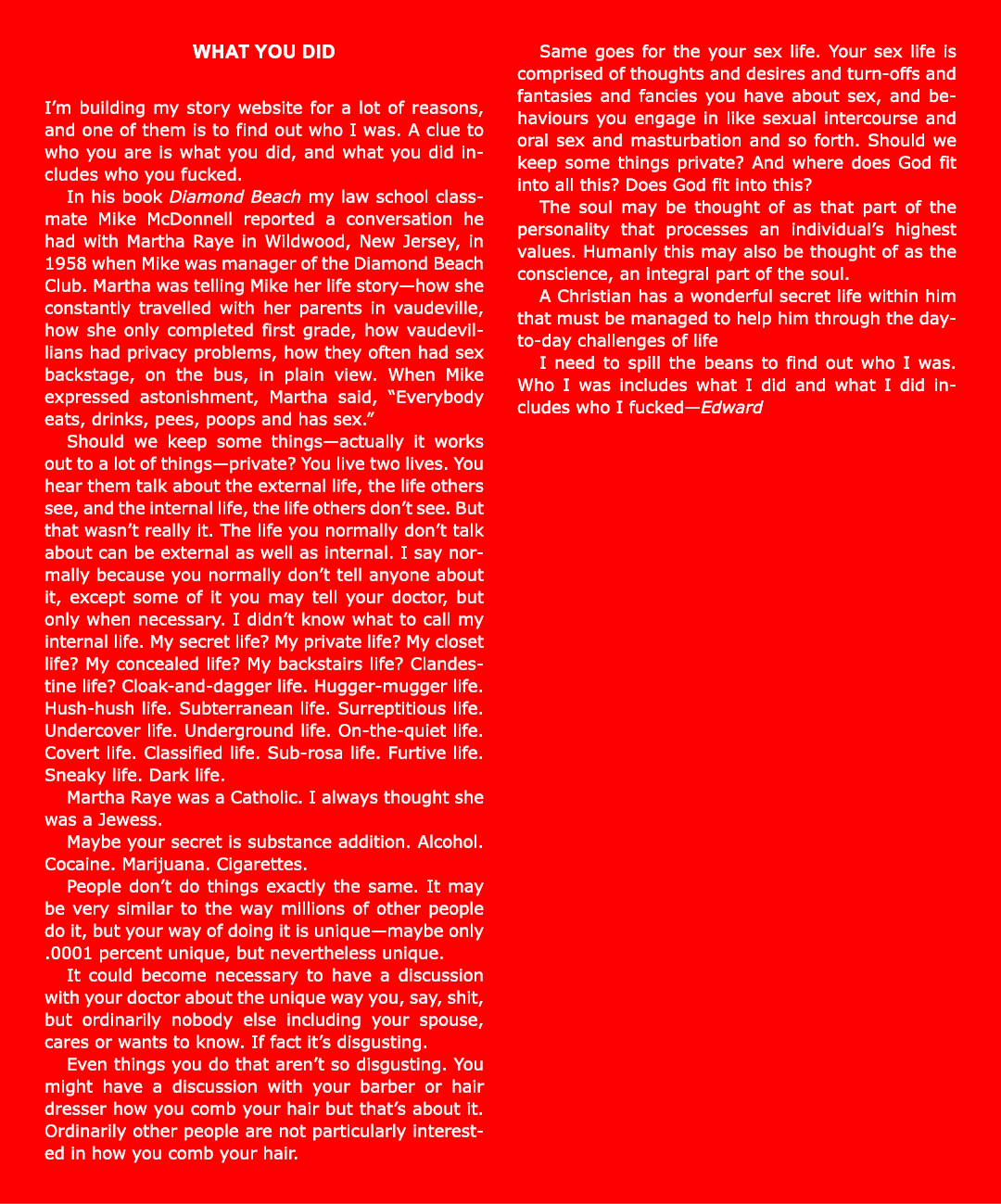 what you did I’m building my story website for a lot of reasons, and one of them is to find out who I was. A clue to ...