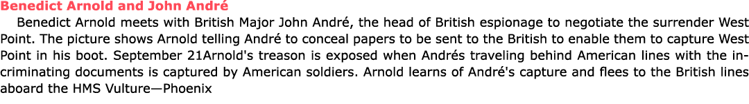 Benedict Arnold and ﻿John Andr Benedict Arnold meets with British Major ﻿John Andr , the head of British espionage t...