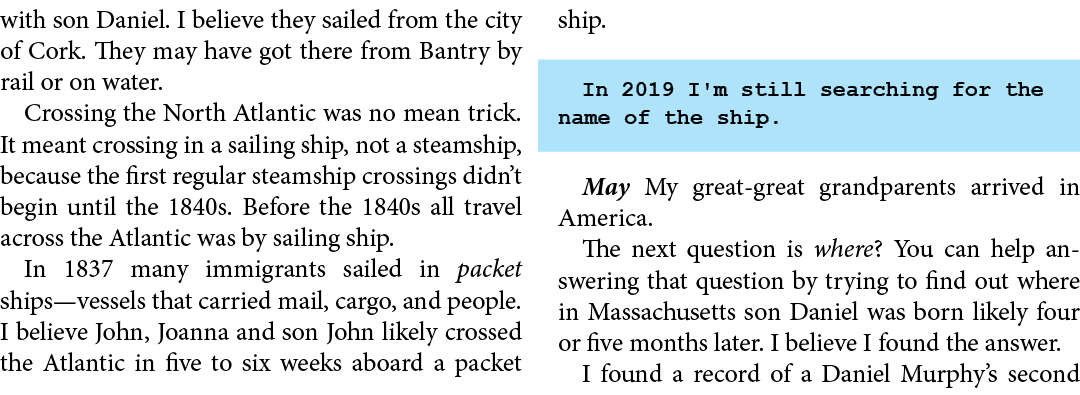 with son Daniel. I believe they sailed from the city of ﻿Cork. They may have got there from ﻿Bantry by rail or on wat...