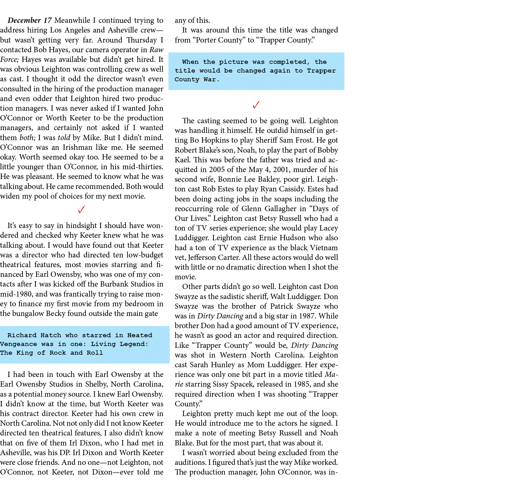 December 17 ￼Meanwhile I continued trying to address hiring Los Angeles and ﻿Asheville crew—but wasn’t getting very f...