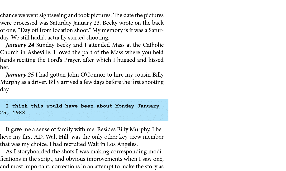 chance we went sightseeing and took pictures. The date the pictures were processed was Saturday January 23. Becky wro...