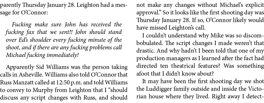 parently Thursday January 28. Leighton had a message for O’Connor: Fucking make sure John has received the fucking fa...