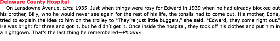 Delaware County Hospital On ﻿Lansdowne Avenue, circa 1935. Just when things were rosy for Edward in 1939 when he had...