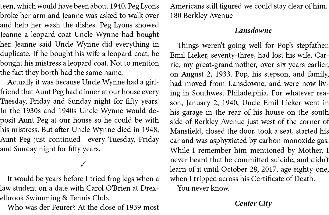 teen, which would have been about 1940, ﻿Peg Lyons broke her arm and Jeanne was asked to walk over and help her wash ...