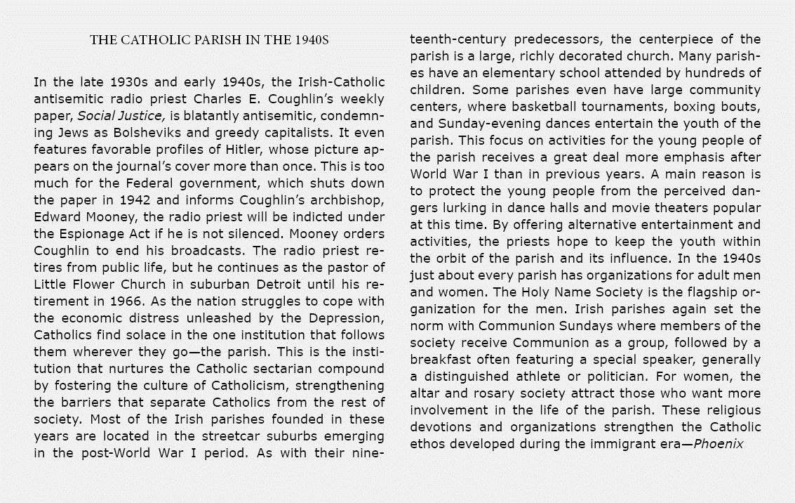 THE CATHOLIC parish IN THE 1940S In the late 1930s and early 1940s, the Irish-Catholic antisemitic radio priest ﻿Char...