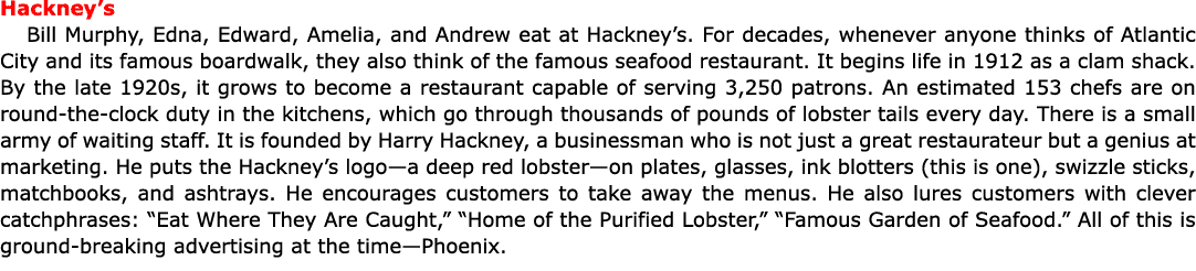 Hackney’s Bill Murphy, Edna, Edward, Amelia, and Andrew eat at Hackney’s. For decades, whenever anyone thinks of Atl...