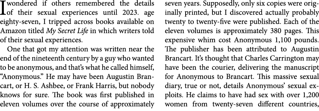 I wondered if others remembered the details of their sexual experiences until 2023. age eighty-seven, I tripped acros...