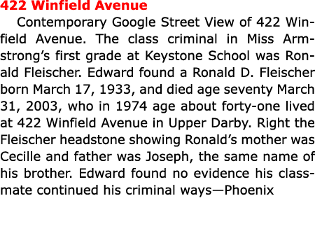 422 Winfield Avenue Contemporary Google Street View of 422 Winfield Avenue. The class criminal in ﻿Miss Armstrong’s f...