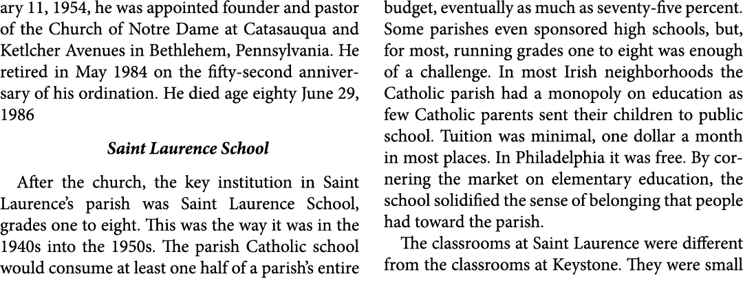 ary 11, 1954, he was appointed founder and pastor of the Church of Notre Dame at Catasauqua and Ketlcher Avenues in B...