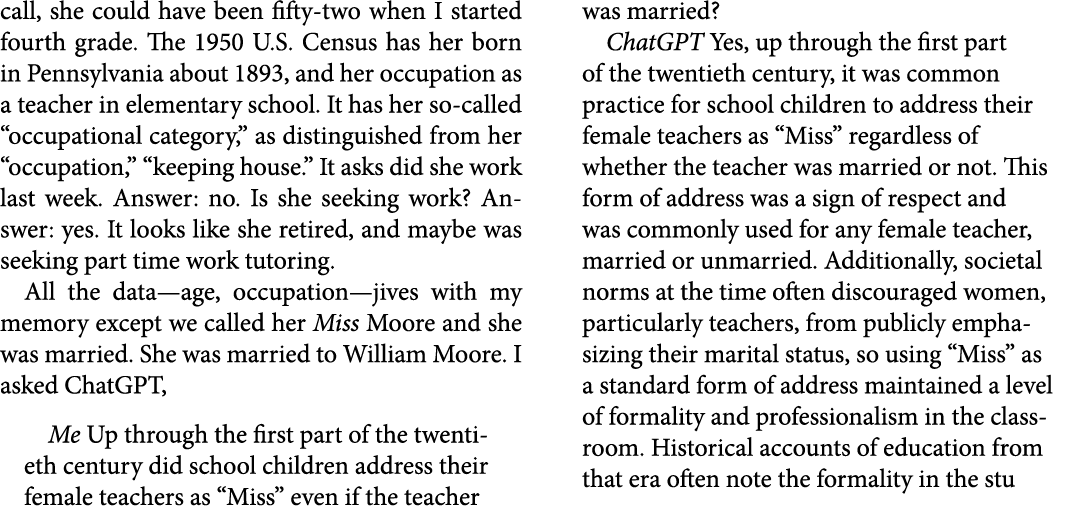 call, she could have been fifty-two when I started fourth grade. The ﻿1950 U.S. Census has her born in Pennsylvania a...