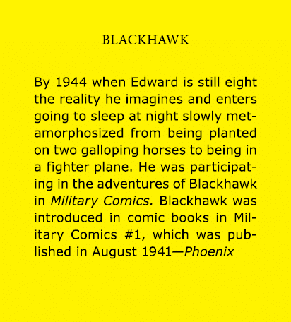 Blackhawk By 1944 when Edward is still eight the reality he imagines and enters going to sleep at night slowly metam...