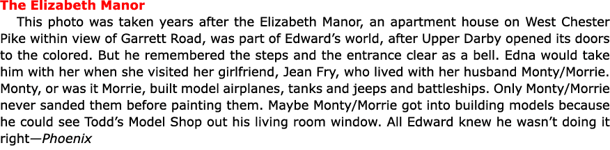 The Elizabeth Manor This photo was taken years after the Elizabeth Manor, an apartment house on ﻿﻿﻿West Chester Pike ...