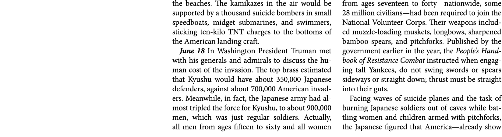 the beaches. The ﻿kamikazes in the air would be supported by a thousand suicide bombers in small speedboats, midget s...