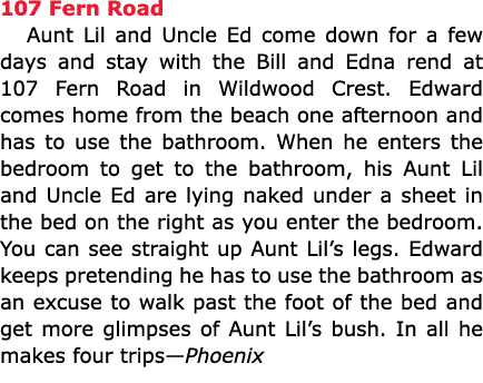 107 Fern Road Aunt Lil and Uncle Ed come down for a few days and stay with the Bill and Edna rend at ﻿107 Fern Road ...