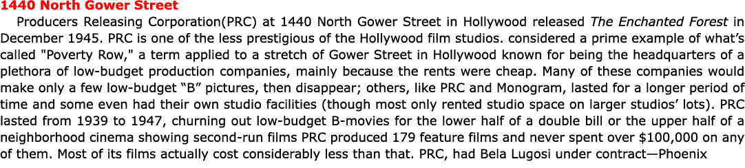 1440 North Gower Street Producers Releasing Corporation(PRC) at 1440 North Gower Street in Hollywood released ﻿The En...