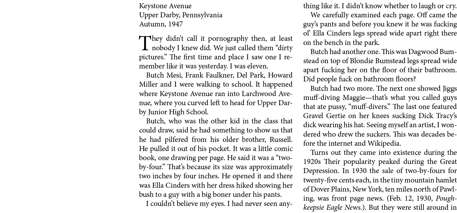 Keystone Avenue Upper Darby, Pennsylvania Autumn, 1947 They didn’t call it ﻿pornography then, at least nobody I knew ...